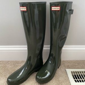 NEW Green Hunter Refined Tall Gloss Boots